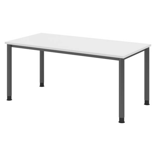 bümö Schreibtisch Serie-H - Dekor: Weiß, Größe:  160 x 80 cm, Gestell: Graphit