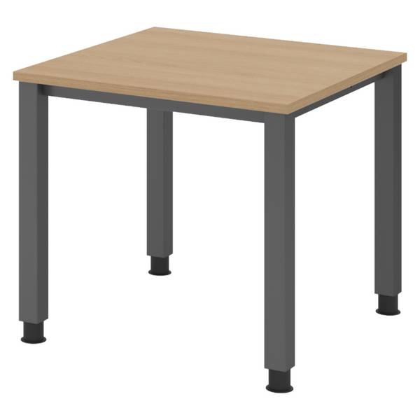 bümö Schreibtisch Serie-Q - Größe:  80 x 80 cm, Gestell: Graphit, Dekor: Eiche