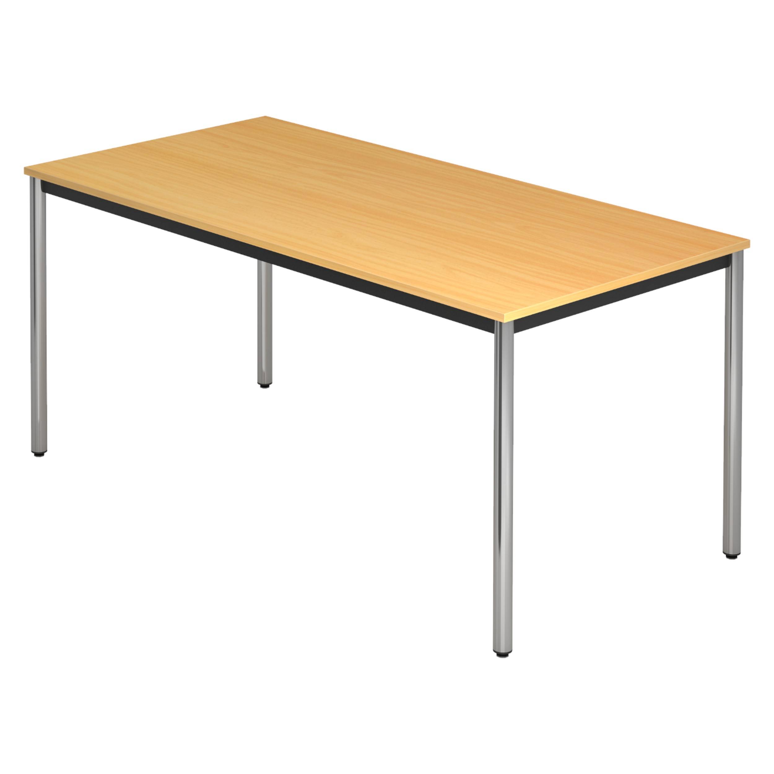 bümö Besprechungstisch Serie-D - Dekor: Buche, tischfuss: Rundrohr verchromt, Größe: 160x80 cm-0