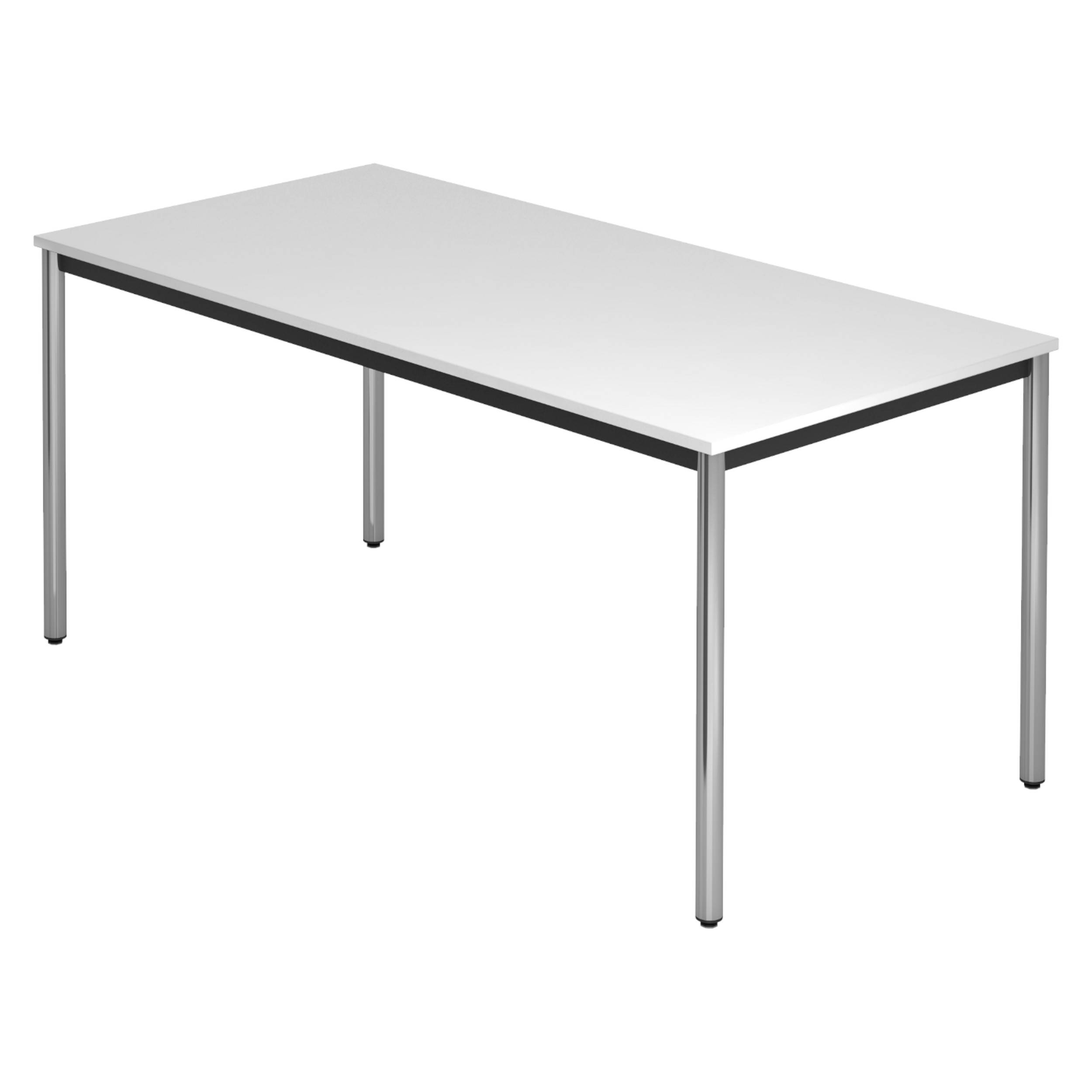 bümö Besprechungstisch Serie-D - Dekor: Weiß, tischfuss: Rundrohr verchromt, Größe: 160x80 cm-0