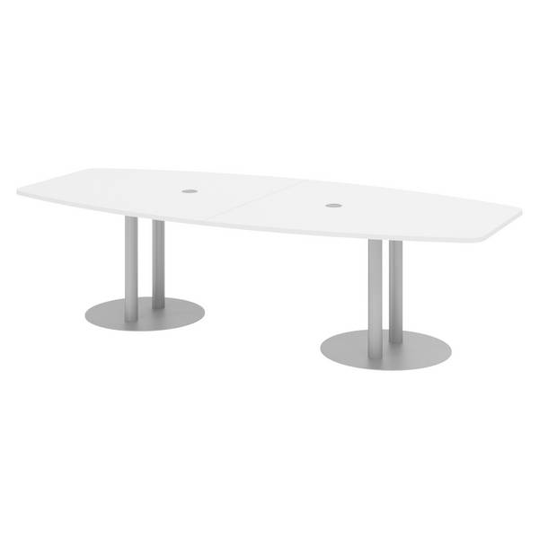 bümö Konferenztisch mittel KT28 - Dekor: Weiß, tischfuss: Säule in Silber