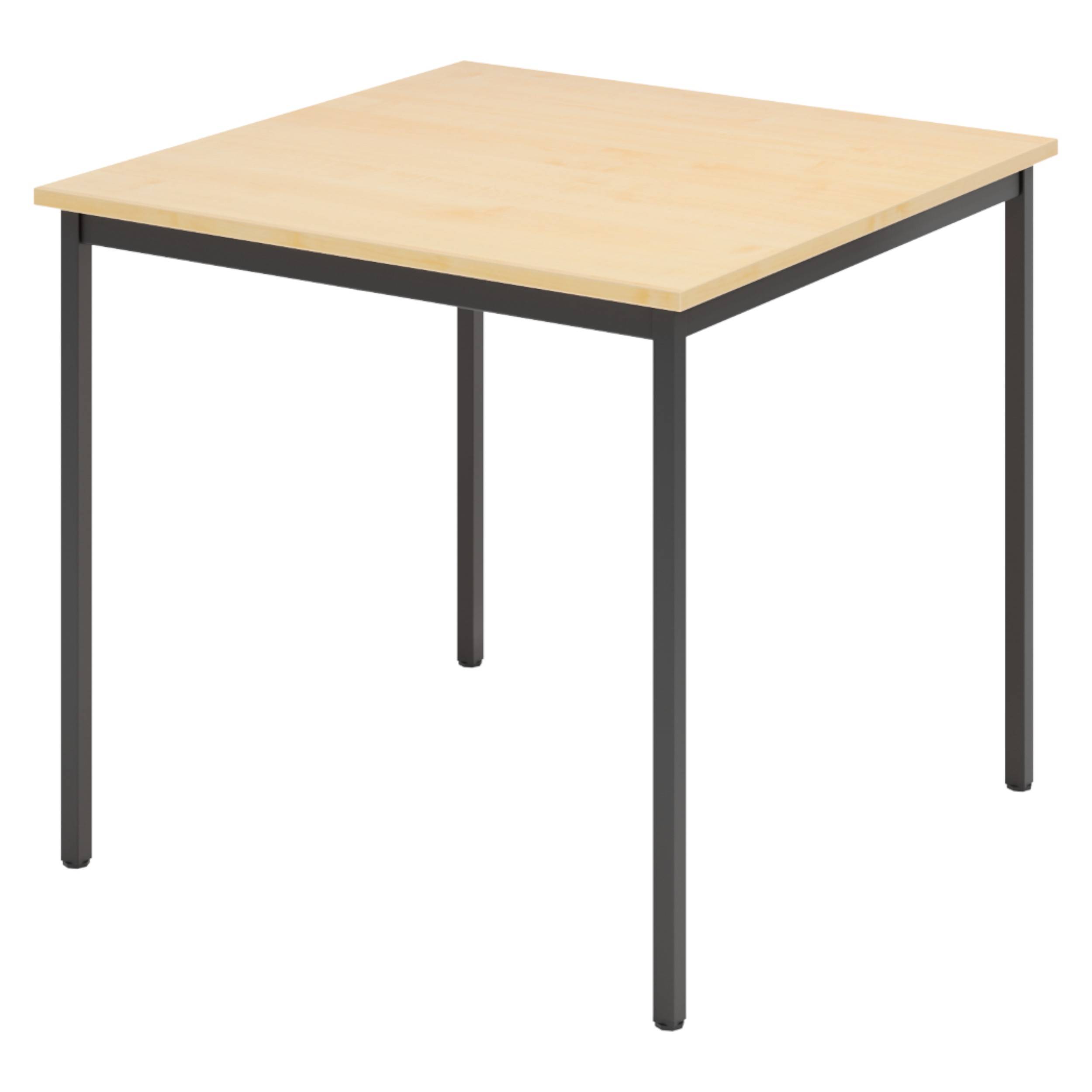 bümö Kantinentisch Serie-V - Größe: 80x80 cm, Optik: Ahorn/Schwarz-0