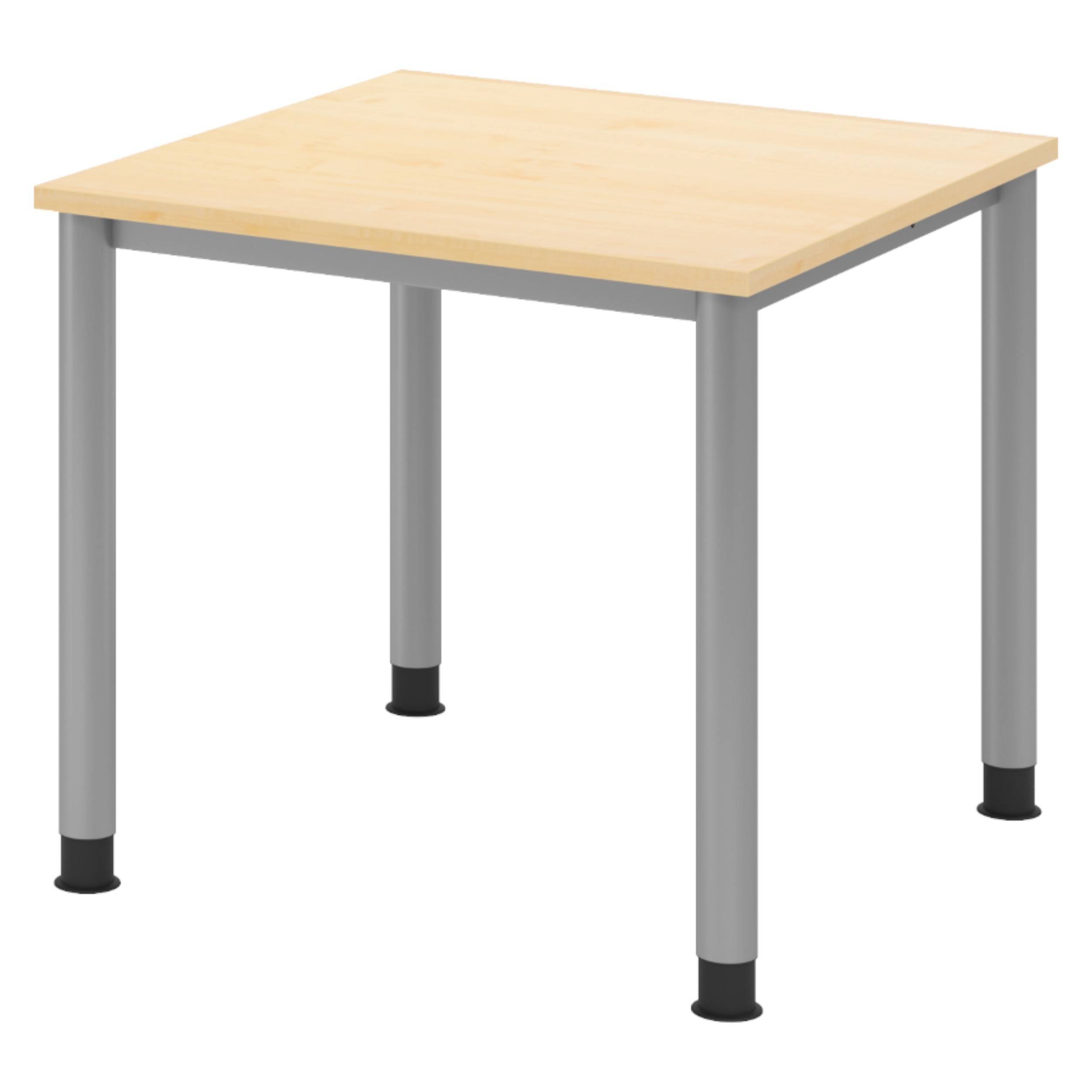 bümö Schreibtisch Serie-H - Dekor: Ahorn, Gestell: Silber, Größe: 80 x 80 cm-0
