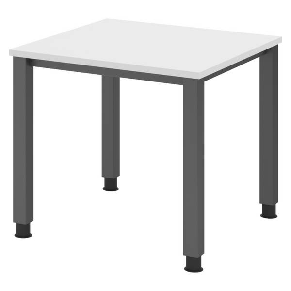 bümö Schreibtisch Serie-Q - Dekor: Weiß, Größe:  80 x 80 cm, Gestell: Graphit
