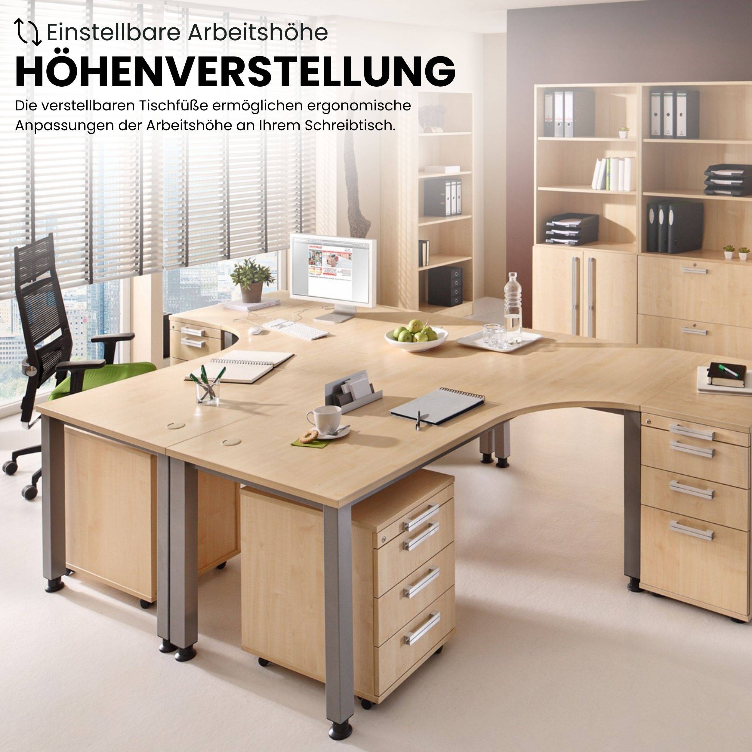 bümö Schreibtisch Serie-Q - Dekor: Weiß, Gestell: Silber, Größe: 160 x 80 cm-1