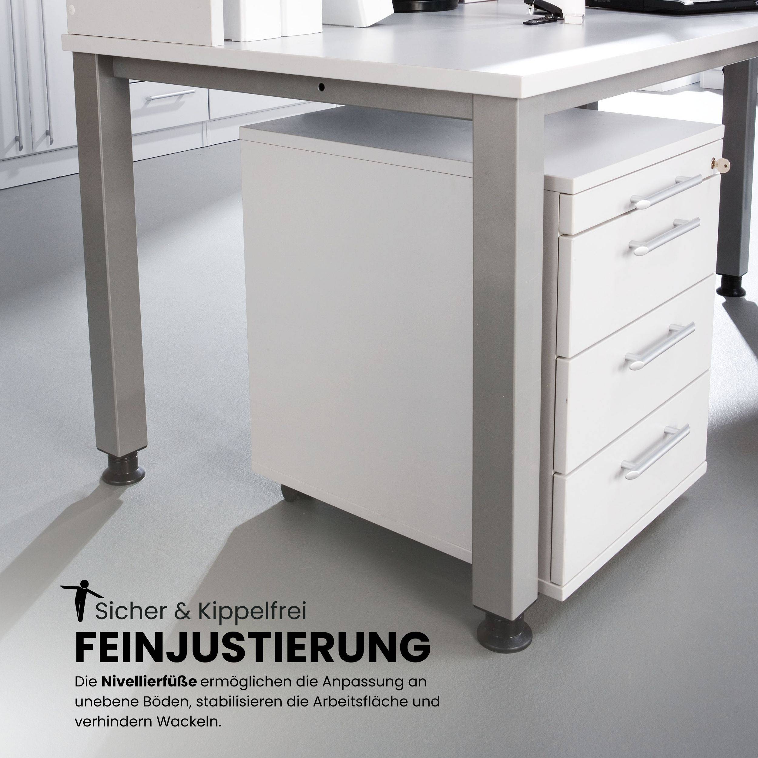 bümö Schreibtisch Serie-Q - Dekor: Weiß, Gestell: Silber, Größe: 160 x 80 cm-3