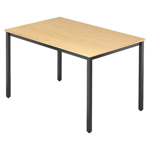 bümö Besprechungstisch Serie-D - Dekor: Ahorn, Größe:  120x80 cm, tischfuss: Vierkantrohr schwarz