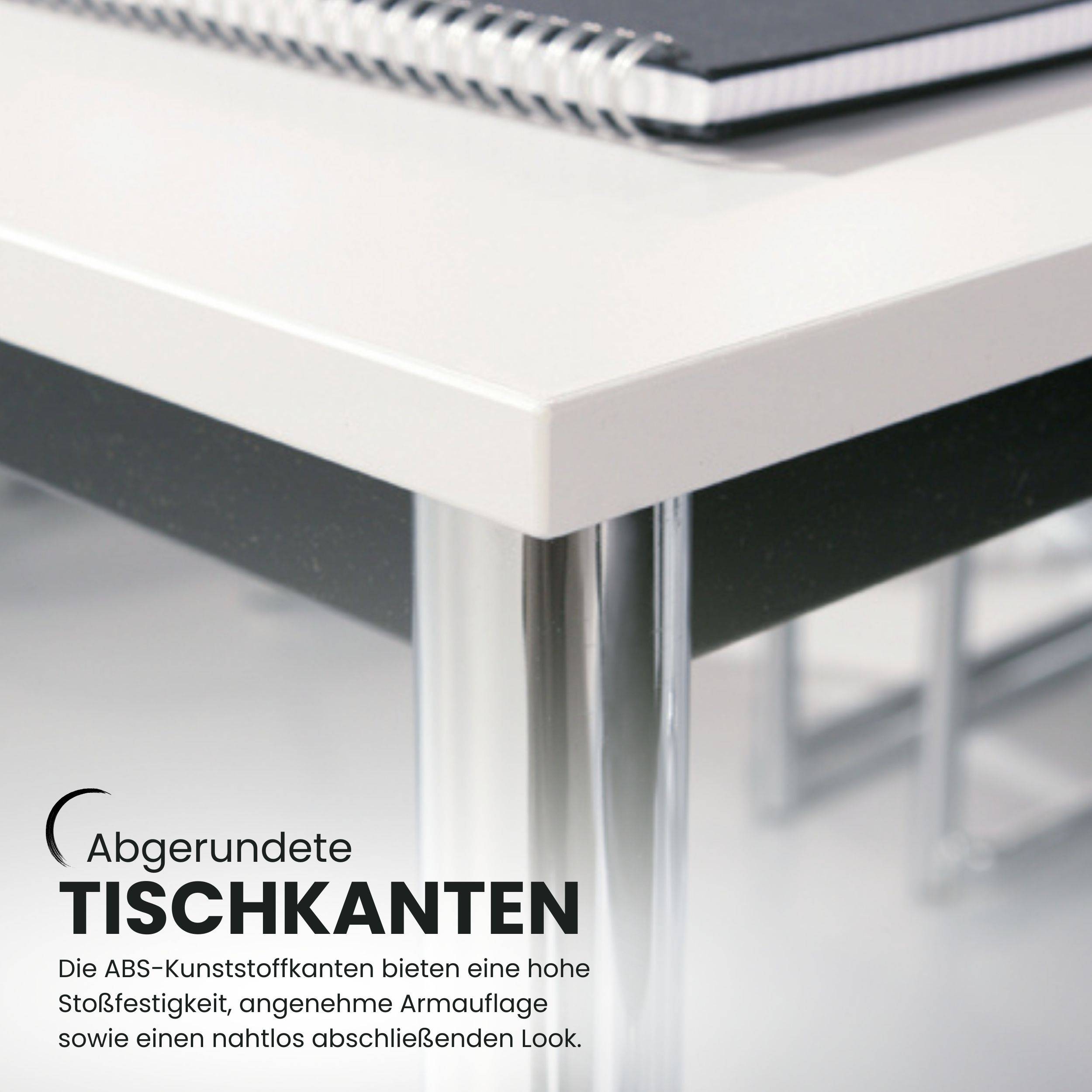 bümö Besprechungstisch Serie-D - Dekor: Weiß, tischfuss: Rundrohr verchromt, Größe: 160x80 cm-1