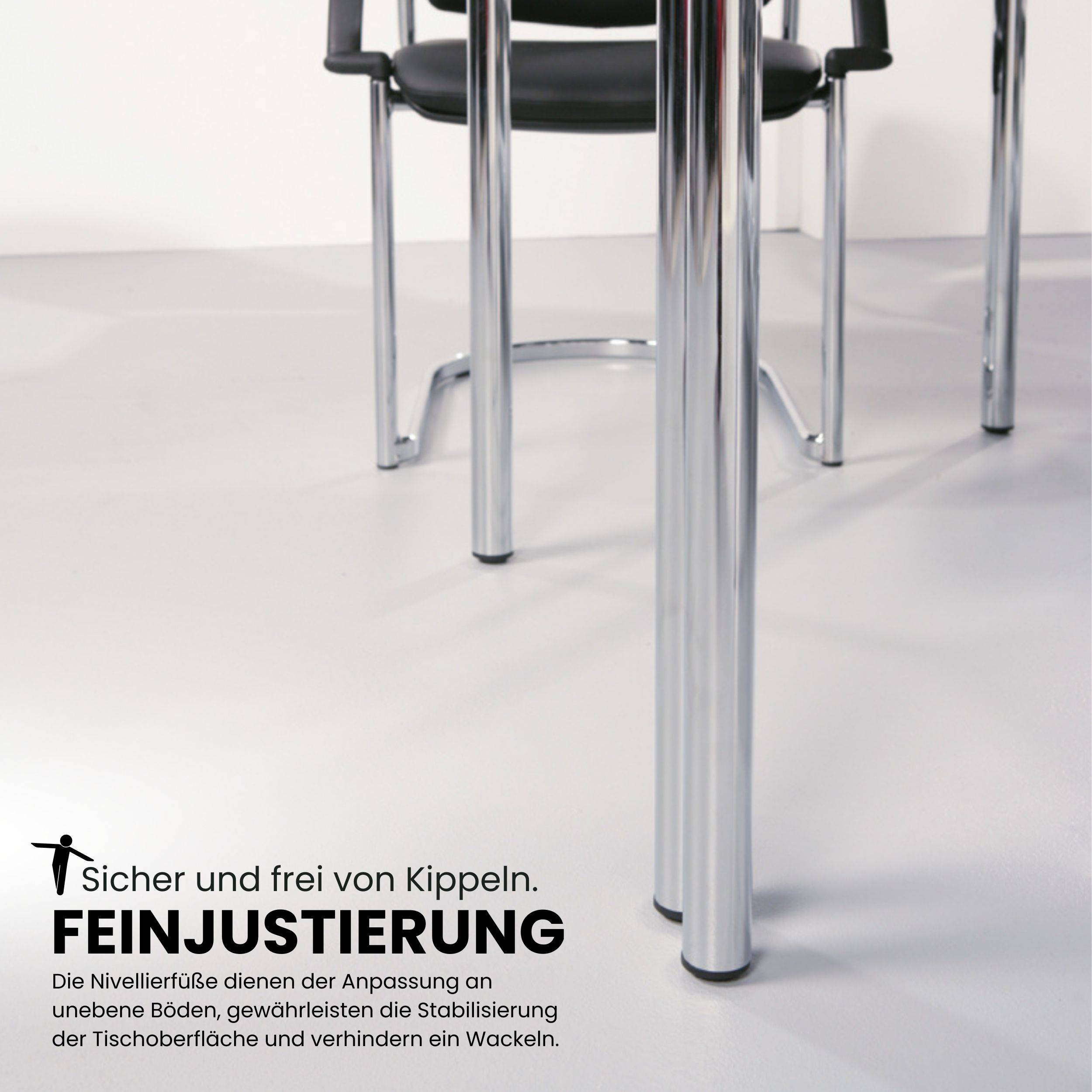 bümö Besprechungstisch Serie-D - Dekor: Weiß, tischfuss: Rundrohr verchromt, Größe: 160x80 cm-4