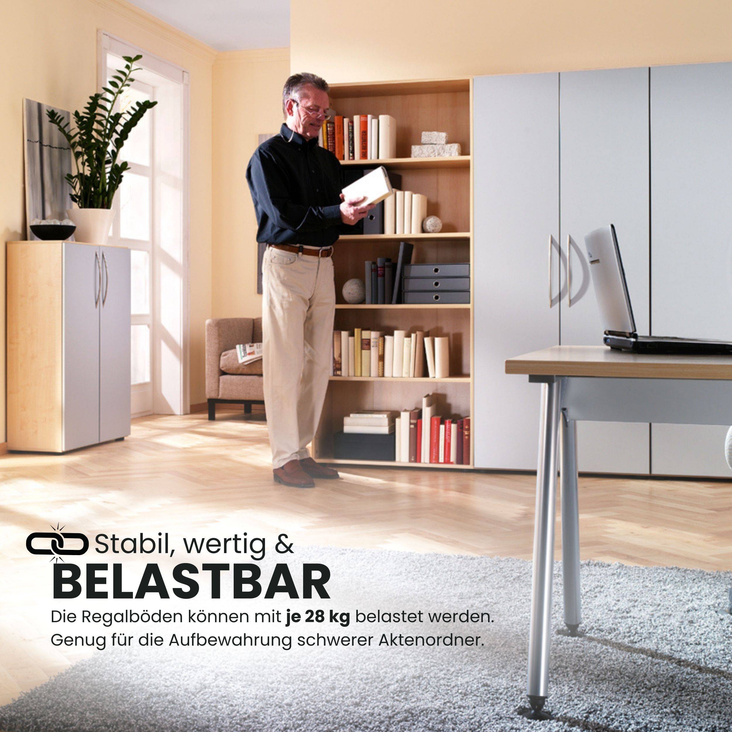 bümö basic Aktenregal - 5 Ordnerhöhen - Dekor: Weiß-4