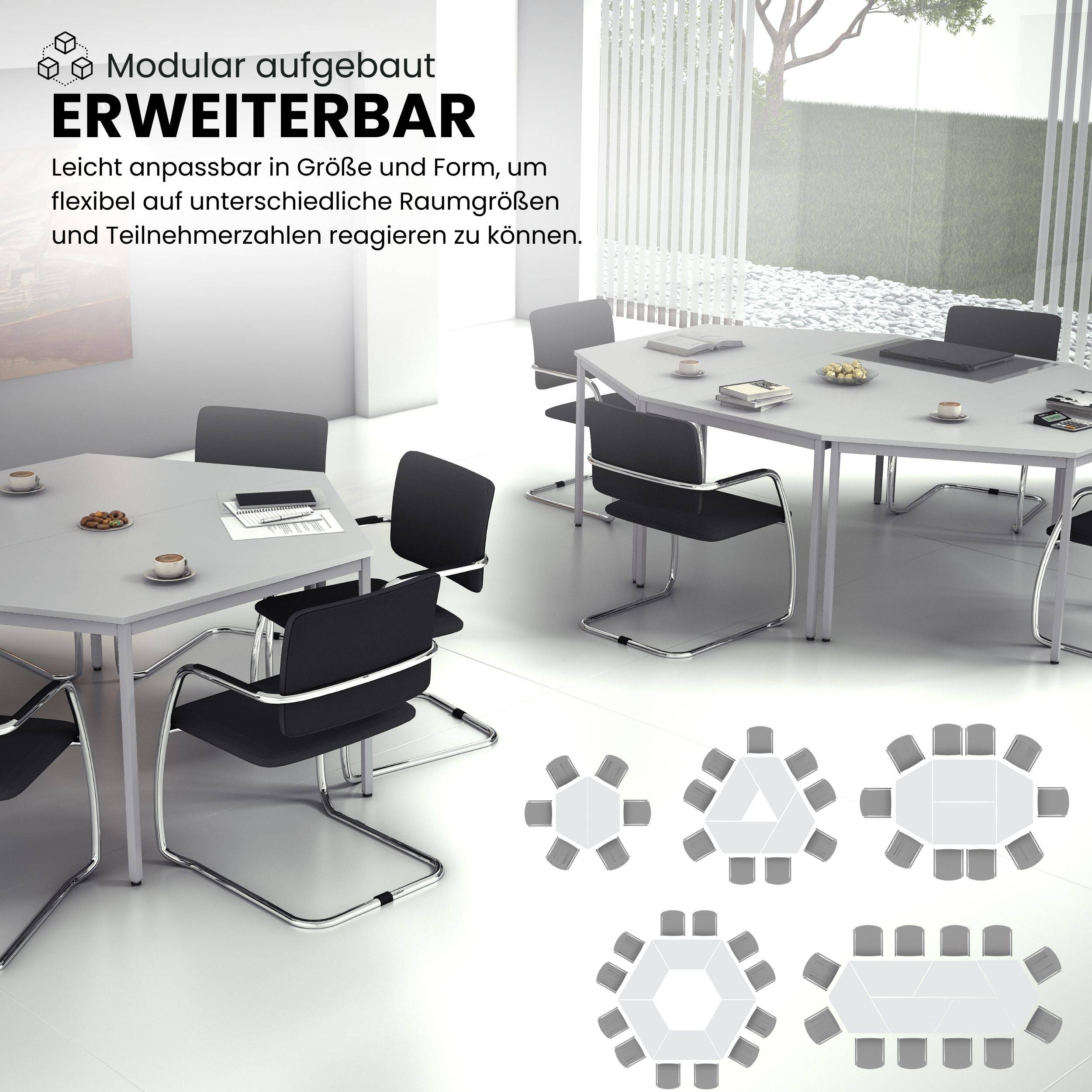 bümö Kantinentisch Serie-V - Größe: 120x80 cm, Optik: Grau/Grau-4