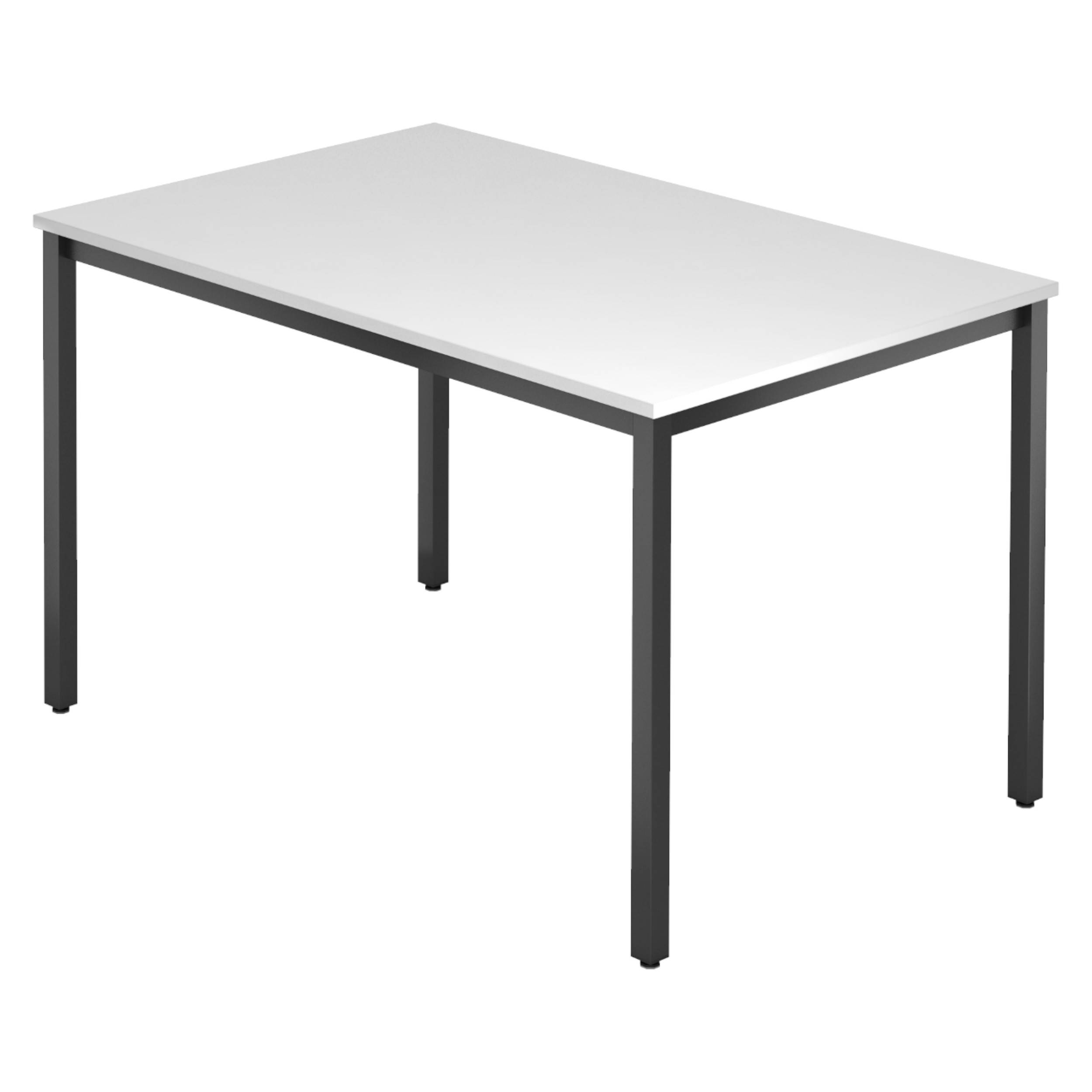bümö Besprechungstisch Serie-D - Dekor: Weiß, Größe: 120x80 cm, tischfuss: Vierkantrohr schwarz-0