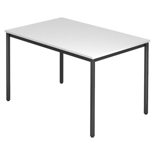 bümö Besprechungstisch Serie-D - Dekor: Weiß, tischfuss: Rundrohr schwarz, Größe:  120x80 cm