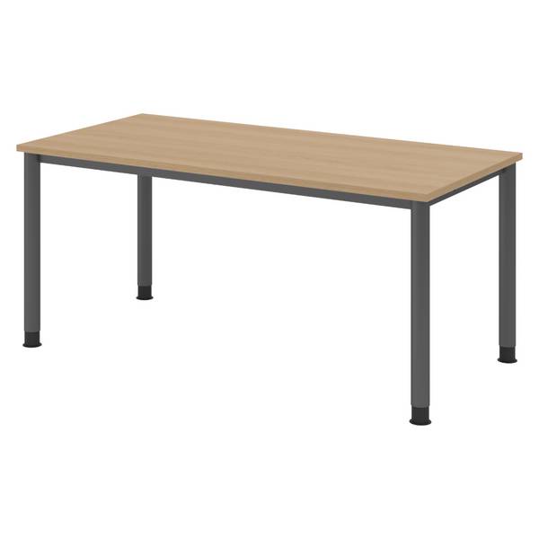 bümö Schreibtisch Serie-H - Größe:  160 x 80 cm, Gestell: Graphit, Dekor: Eiche