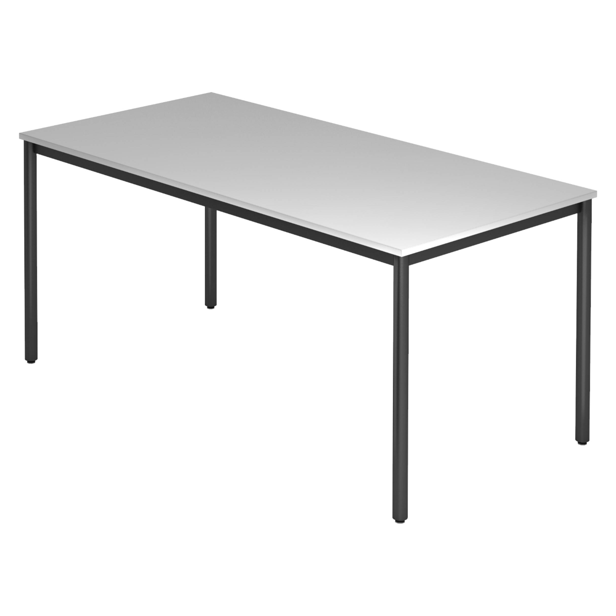bümö Besprechungstisch Serie-D - tischfuss: Rundrohr schwarz, Dekor: Grau, Größe: 160x80 cm-0