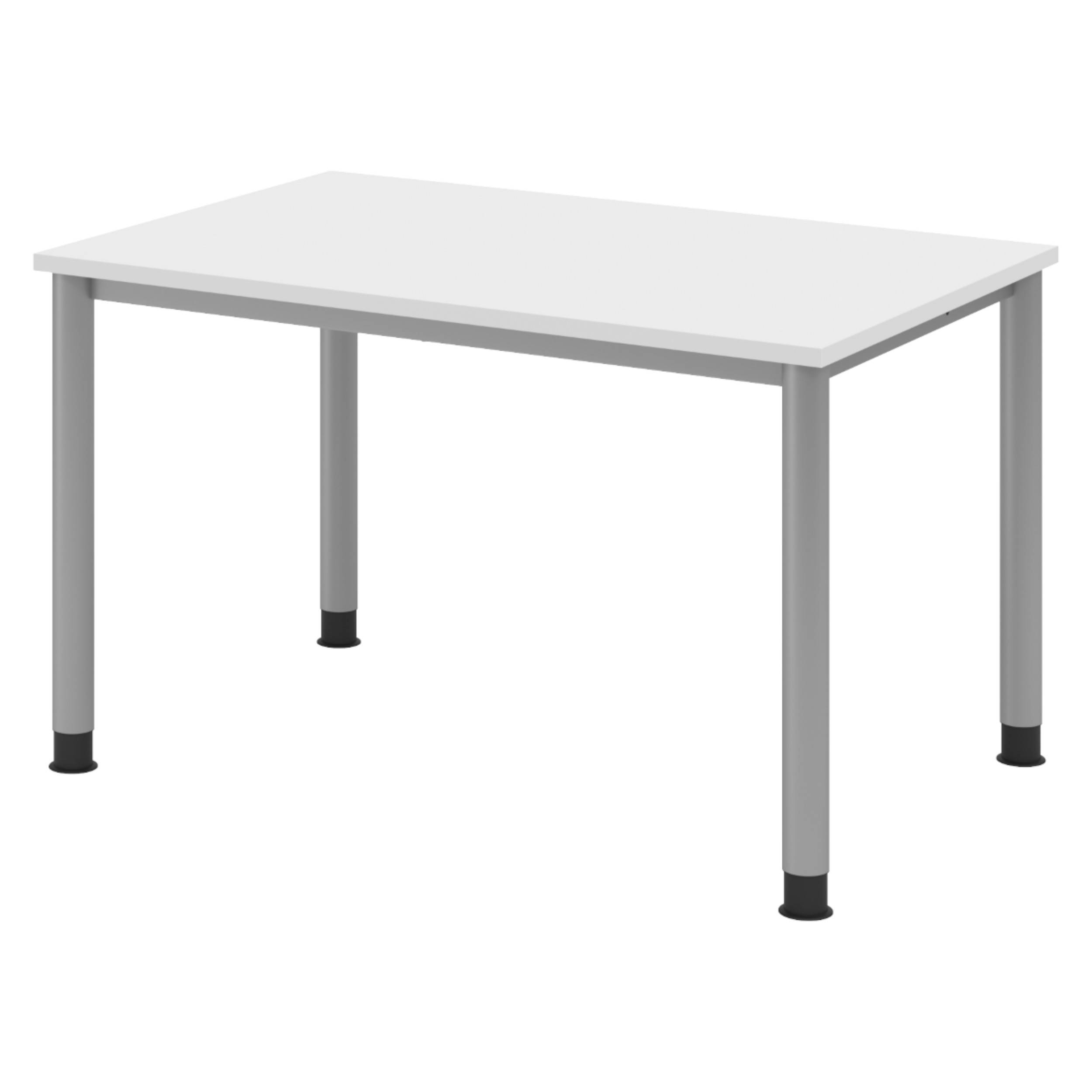 bümö Schreibtisch Serie-H - Dekor: Weiß, Gestell: Silber, Größe: 120 x 80 cm-0