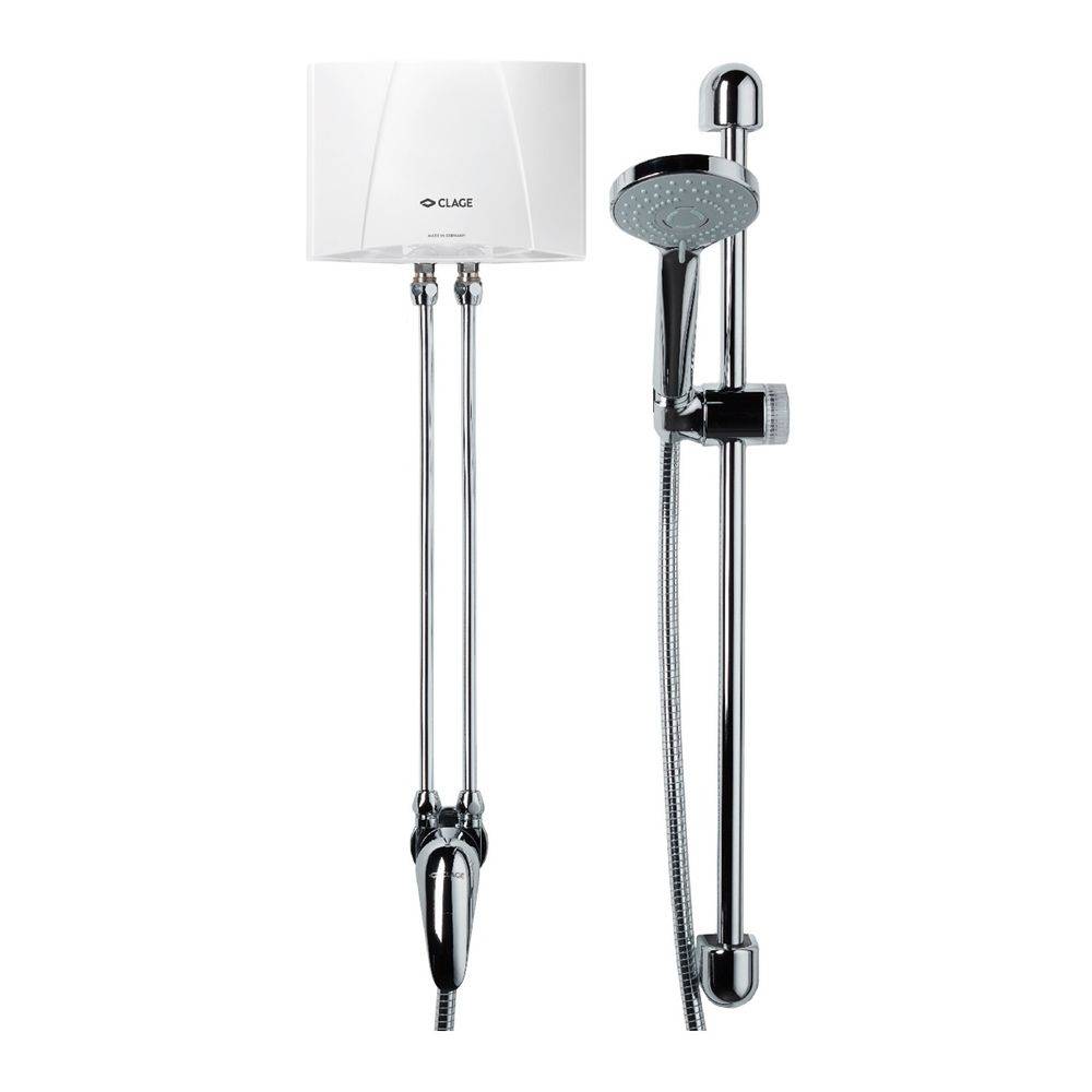 CLAGE MBX4 Shower Durchlauferhitzer Set 4,4kW 230V Übertisch max. 2,5l/min mit druckloser Einhebel-Duscharmatur,-0