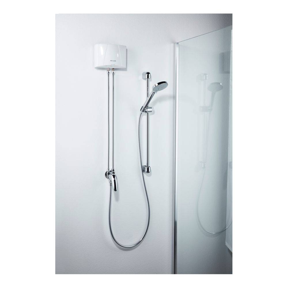 CLAGE MBX4 Shower Durchlauferhitzer Set 4,4kW 230V Übertisch max. 2,5l/min mit druckloser Einhebel-Duscharmatur,-1