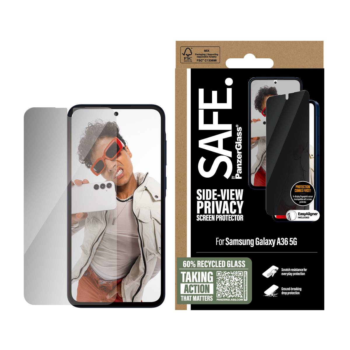 PANZERGLASS - SAFE. Privacy Screen Protector Samsung Galaxy A36 5G-1