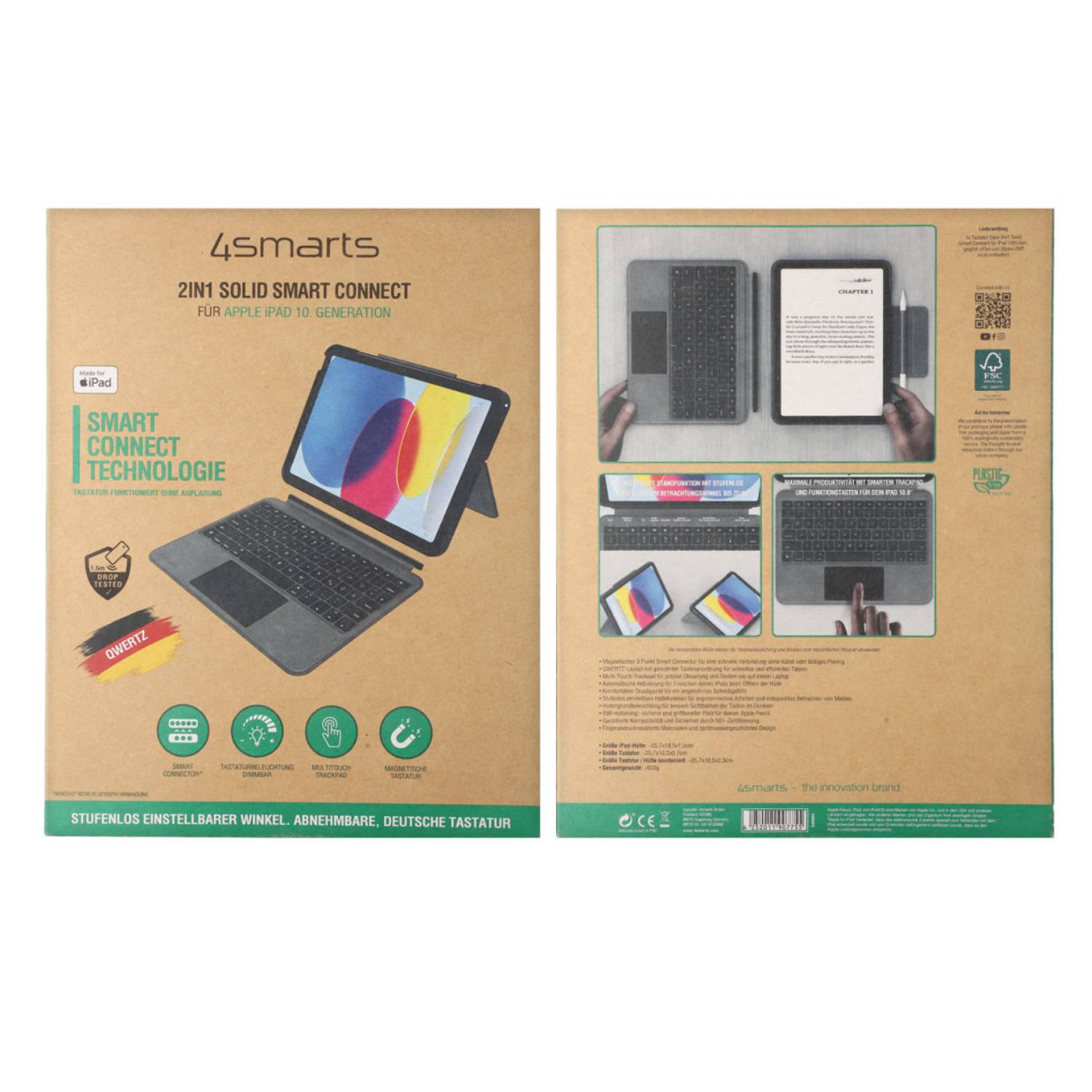 Tastatur Case 2in1 Solid Smart Connect für Apple iPad 10. Gen.-1