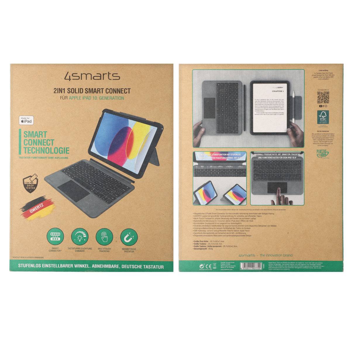 Tastatur Case 2in1 Solid Smart Connect für Apple iPad 10. Gen.-3