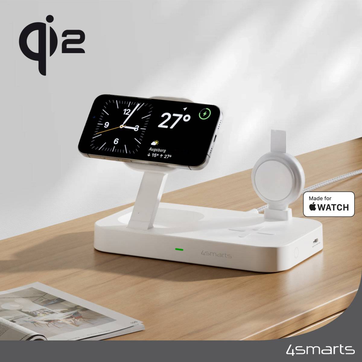 4smarts Trident - Kabelloses Ladegerät - Qi2 + AC-Netzteil - 25 Watt - 1 A (24 pin USB-C)-1