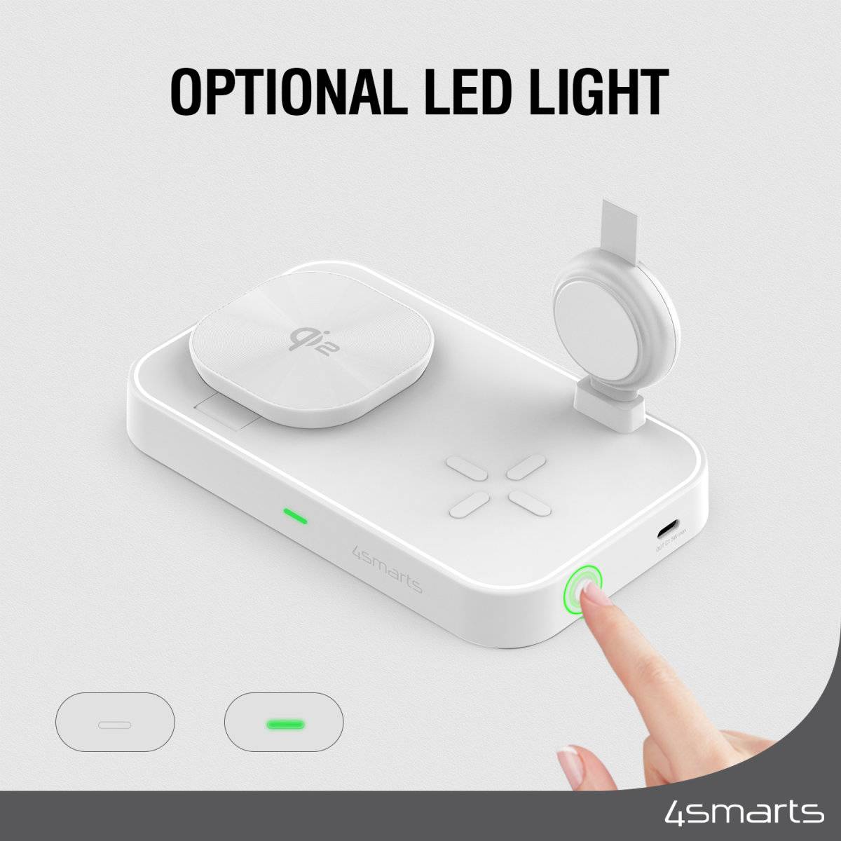 4smarts Trident - Kabelloses Ladegerät - Qi2 + AC-Netzteil - 25 Watt - 1 A (24 pin USB-C)-4