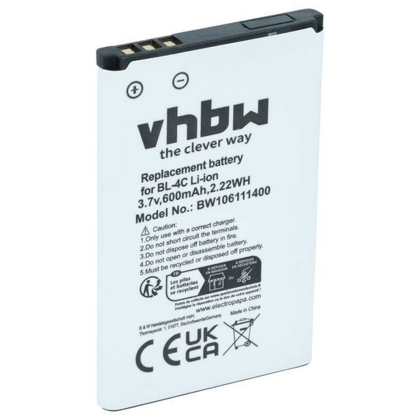 vhbw Akku kompatibel mit Swisstone BBM620 | Handy Smartphone Telefon (600 mAh, 3,7 V, Li-Ion)
