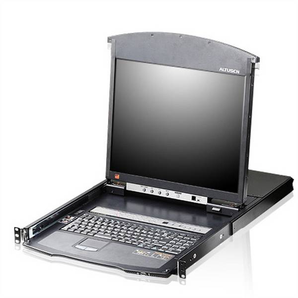 ATEN KL1516AiM KVM Over-IP Switch, 43cm TFT, VGA, PS/2-USB über Kat 5, 16 Ports, DE-Layout
