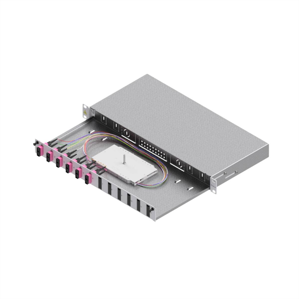 EasyLan LWL-Spleißbox Grade C 19-Zoll 1HE, 12 Ports, 6x SC-Duplex, OM4-1