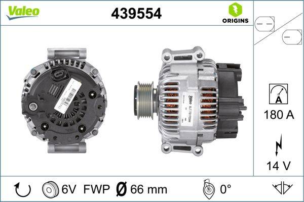 Lichtmaschine Generator 14 V 180 A Ø 66 mm VALEO für u.a. AUDI A6-1