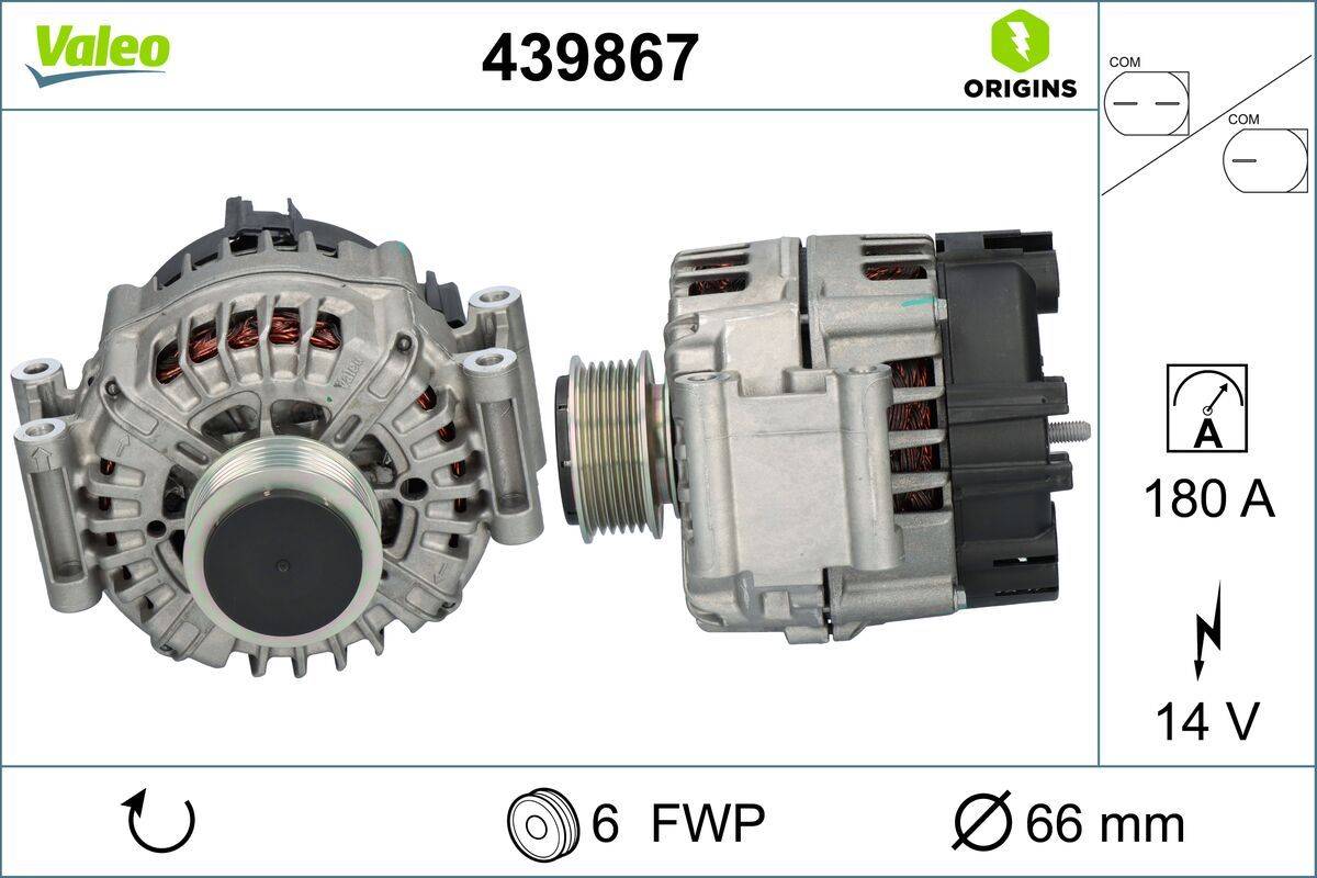 Lichtmaschine Generator 14 V 180 A Ø 66 mm VALEO für u.a. AUDI A6-0