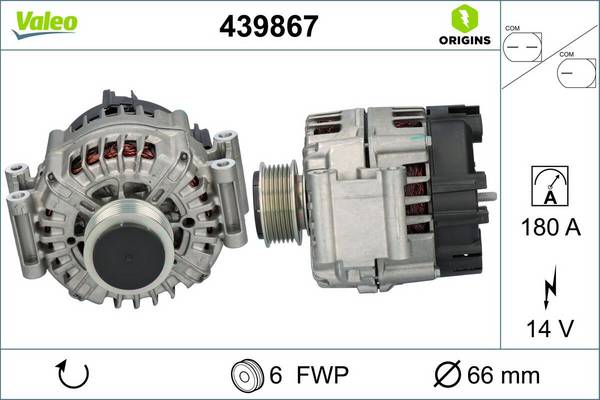 Lichtmaschine Generator 14 V 180 A Ø 66 mm VALEO für u.a. AUDI A6
