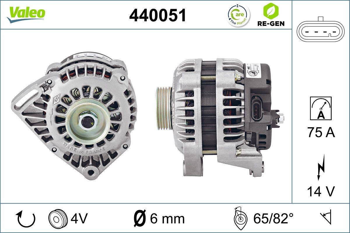 Lichtmaschine Generator 14 V 75 A Ø 60 mm VALEO für u.a. RENAULT CLIO-0