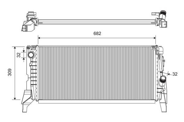 Kühler Motorkühlung 682 mm - 309 mm Alu VALEO passend für u.a. BMW 2er