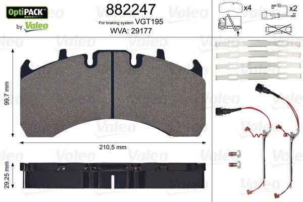Valeo 882247 Bremsbelagsatz, Scheibenbremse-1