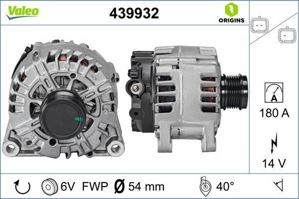 Lichtmaschine Generator 14 V 180 A Ø 54 mm VALEO für u.a. PEUGEOT PARTNER-3