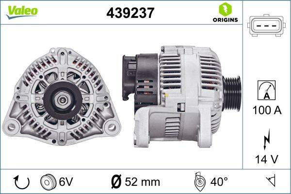 Lichtmaschine Generator 14 V 100 A Ø 52 mm VALEO für u.a. BMW 3er-1