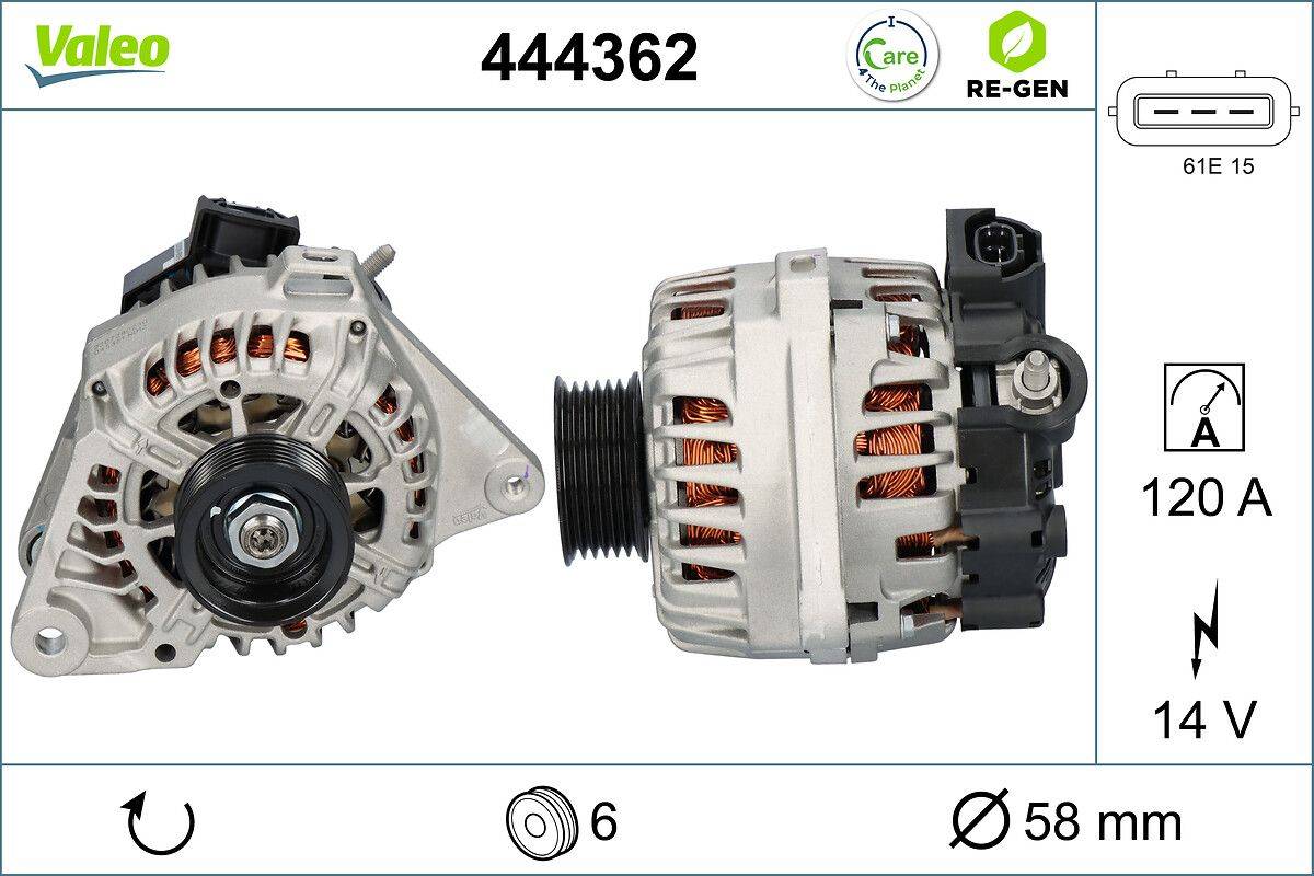 Lichtmaschine Generator 14 V 120 A Ø 58 mm VALEO für u.a. HYUNDAI ix35-3