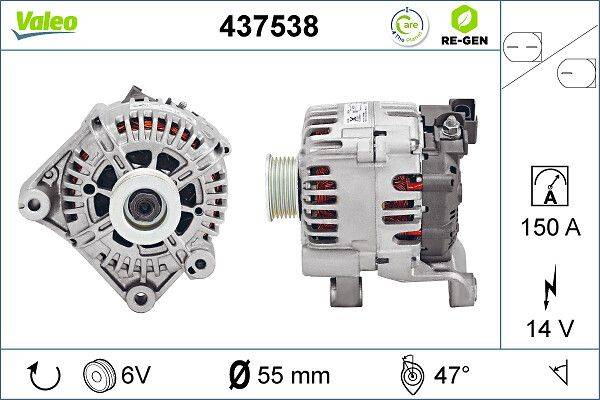 Lichtmaschine Generator 14 V 150 A Ø 55 mm VALEO für u.a. BMW 5er-3