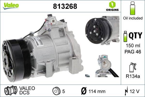 Klimakompressor 12 V R 134a Ø 114 mm VALEO passend für SUZUKI GRAND-0