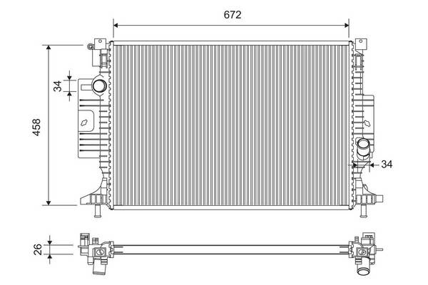 Kühler Motorkühlung 672 mm - 458 mm Alu VALEO für u.a. FORD KUGA