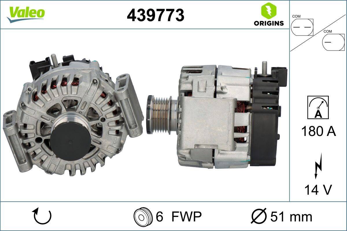 Lichtmaschine Generator 14 V 180 A Ø 51 mm VALEO für u.a. MB C-KLASSE-3