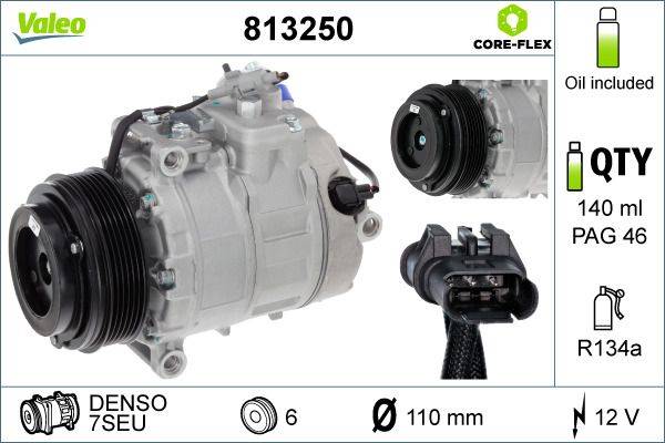 Klimakompressor 12 V R 134a Ø 110 mm VALEO passend für u.a. BMW 3er-3