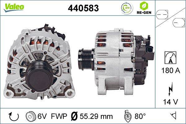 Lichtmaschine Generator 14 V 180 A Ø 55 mm VALEO für u.a. VOLVO S60-1