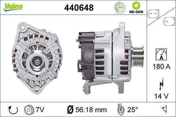 Lichtmaschine Generator 14 V 180 A Ø 56 mm VALEO für u.a. IVECO DAILY-3