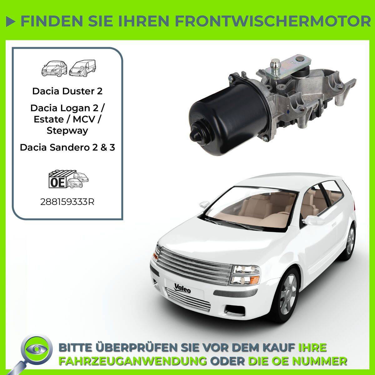 Wischermotor vorne 12 V VALEO IAM-Expertise passend für u.a. DACIA DUSTER-3