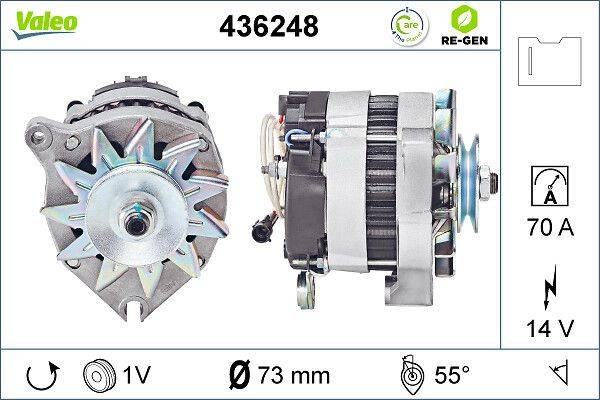 Lichtmaschine Generator 14 V 70 A Ø 73 mm VALEO für u.a. CITROËN CX-3