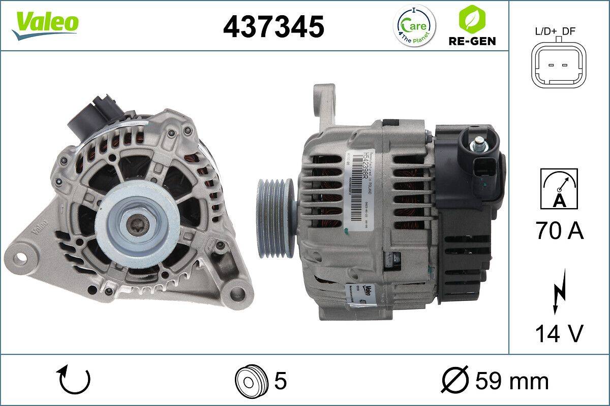 Lichtmaschine Generator 14 V 70 A Ø 56 mm VALEO für u.a. CITROËN SAXO-0