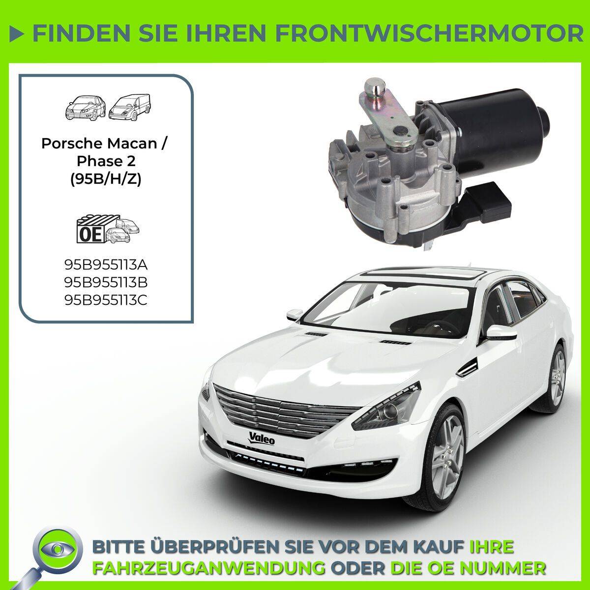 Wischermotor vorne 12 V VALEO IAM-Expertise passend für PORSCHE MACAN-2